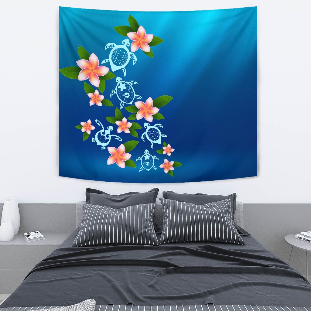 Turtle Polynesian Plumeria Tapestry - Polynesian Pride