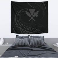 Kanaka Tapestry - Gray - Frida Style Wall Tapestry Medium 80" x 68" Black - Polynesian Pride