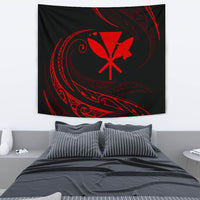 Kanaka Tapestry - Red - Frida Style Wall Tapestry Medium 80" x 68" Black - Polynesian Pride