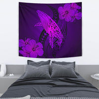 Hawaii Whale Swim Poly Purple Tapestry Wall Tapestry Medium 80" x 68" Purple - Polynesian Pride