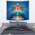 Fiji Tapestry - Turtle Hibiscus Tapa Patterns Wall Tapestry - fiji Medium 80" x 68" Blue - Polynesian Pride