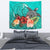 Turtle Polynesian Tapestry Hibiscus Polynesian Turquoise Wall Tapestry Medium 80" x 68" Black - Polynesian Pride