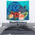 Turtle Polynesian Tapestry Hibiscus Polynesian Blue Wall Tapestry Medium 80" x 68" Black - Polynesian Pride