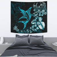 Marlin Polynesian Tapestry Hibiscus Polynesian Blue Wall Tapestry Medium 80" x 68" Blue - Polynesian Pride