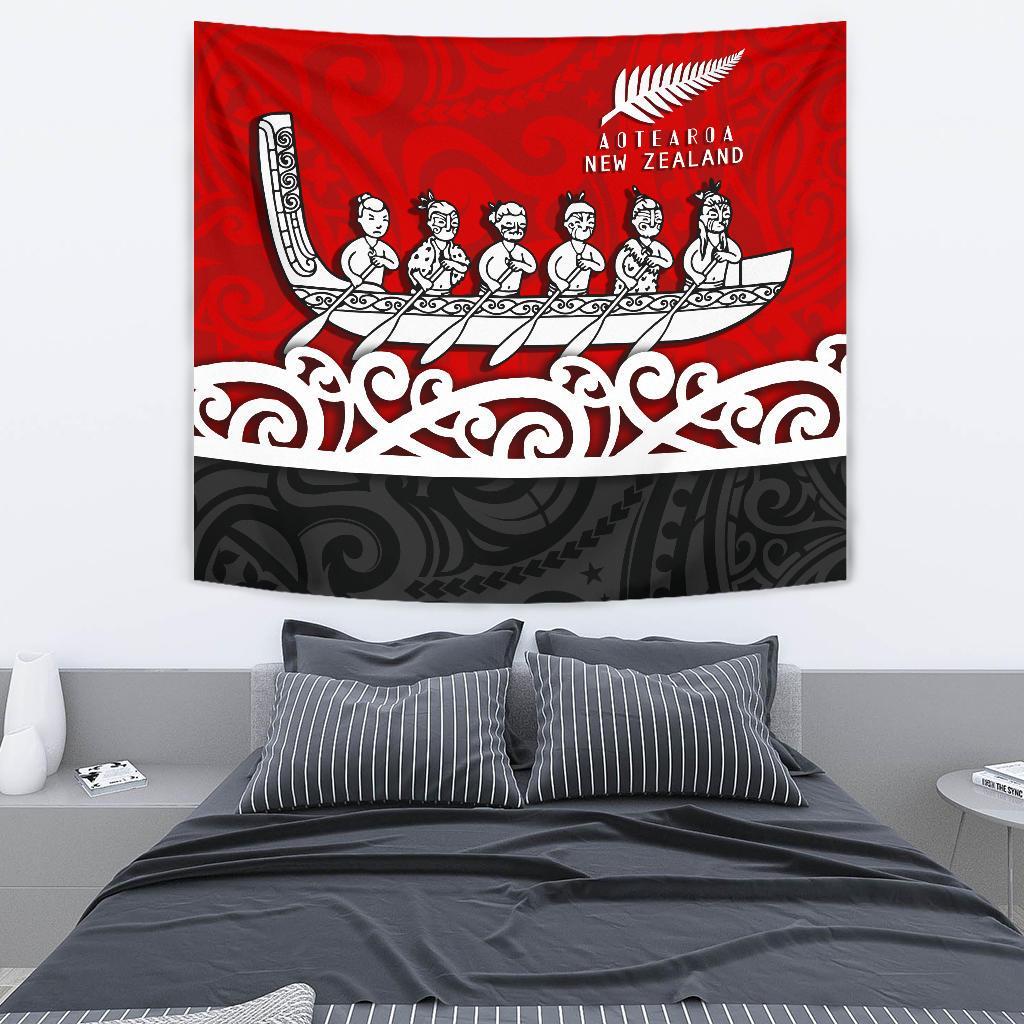 New Zealand Tapestry, Maori Waka Wall Tapestry Medium 80" x 68" Multi Color - Polynesian Pride