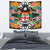 Fiji Tapestrys - Custom Personalised Tropical Flowers Style Wall Tapestry - Fiji Medium 80" x 68" Black - Polynesian Pride