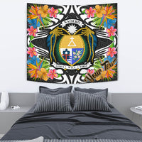 Nauru Tapestrys - Custom Personalised Tropical Flowers Style Wall Tapestry - Nauru Medium 80" x 68" Black - Polynesian Pride