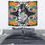 New Caledonia Coat Of Arms Tapestrys - Tropical Flowers Style Wall Tapestry - New Caledonia Coat Of Arms Medium 80" x 68" Black - Polynesian Pride