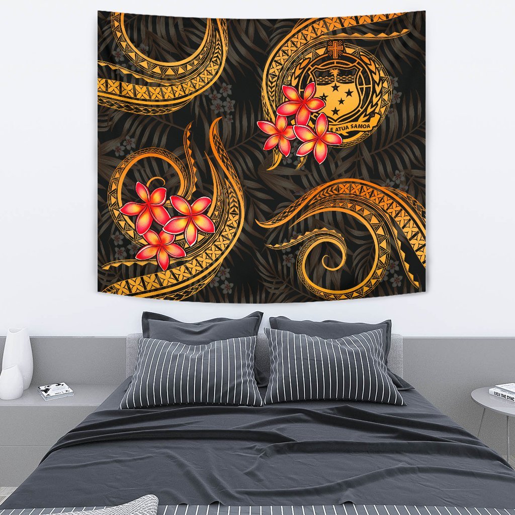 Samoa Tapestry - Gold Plumeria TAPESTRY Medium 80" x 68" GOLD - Polynesian Pride