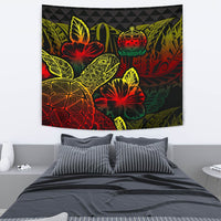 Samoa Tapestry - Turtle Hibiscus Pattern Reggae Wall Tapestry Medium 80" x 68" Reggae - Polynesian Pride