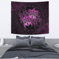 hawaiiTapestry - Turtle Strong Pattern Hibiscus Plumeria Pink AH Wall Tapestry 130cm*150cm Pink - Polynesian Pride