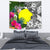 Palau Tapestry White - Turtle Plumeria Banana Leaf - Polynesian Pride