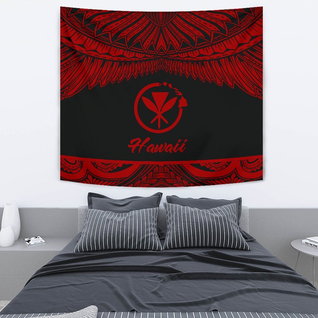 Hawaii Polynesian Tapestry - Hawaii Pride Red Version One Style Medium 80" x 68" Red - Polynesian Pride
