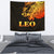 Sun In Leo Zodiac Tapestry Polynesian Tattoo Simple - Orange Black Wall Tapestry Medium 80" x 68" Orange - Polynesian Pride