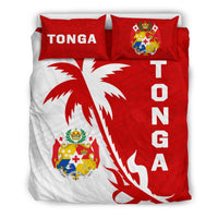 Tonga Duvet Cover Set - Tonga Coat Of Arms & Coconut Tree - Polynesian Pride