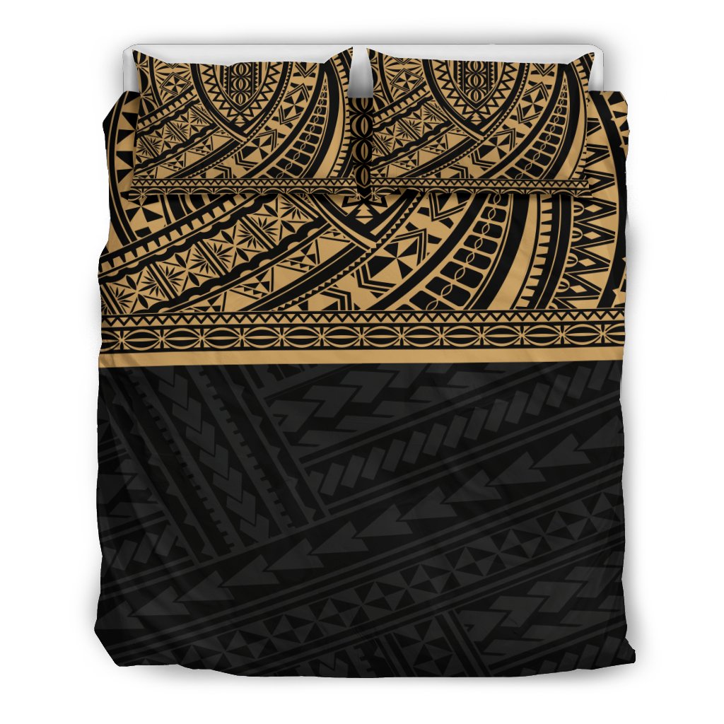 Poly Duvet Cover Set - Polynesian Gold Style Black - Polynesian Pride