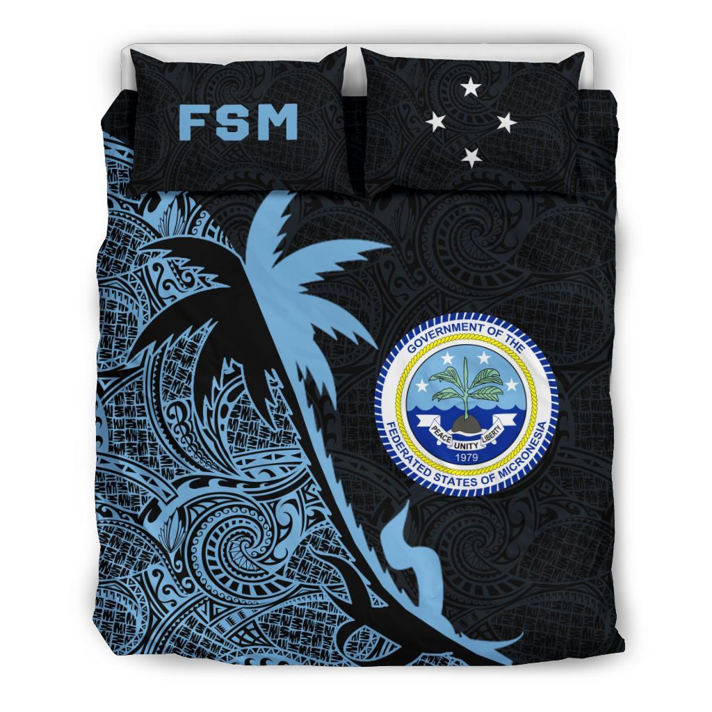 Federated States Of Micronesia Duvet Cover Set - Federated States Of Micronesia Coat Of Arms & Coconut Tree - Polynesian Pride