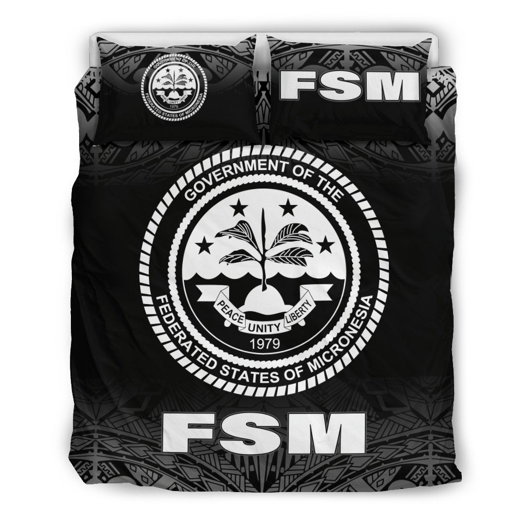 Federated States Of Micronesia Duvet Cover Set - Black Fog Style - Polynesian Pride