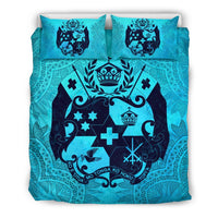 Tonga Duvet Cover Set - Tonga Coat Of Arms Turquoise A0 - Polynesian Pride