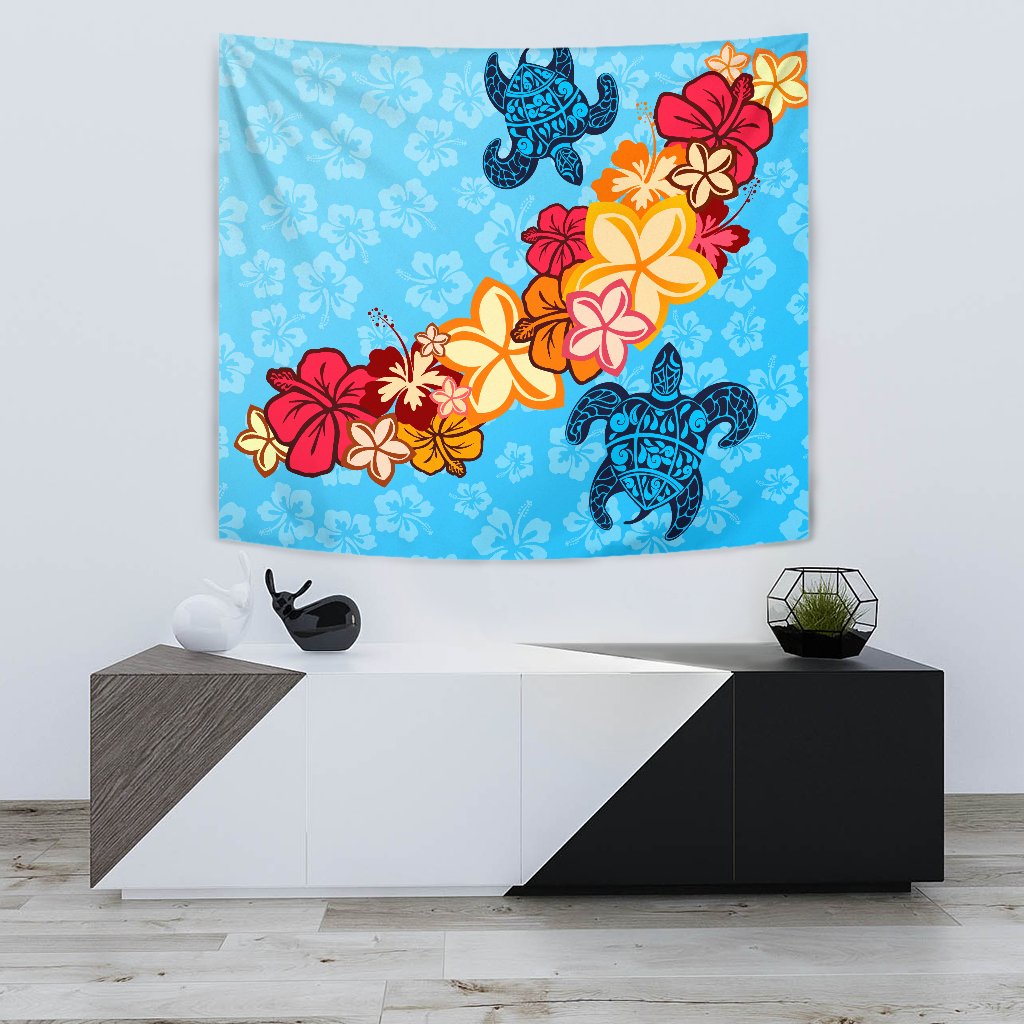 Turtle Flower Dance Tapestry - Polynesian Pride