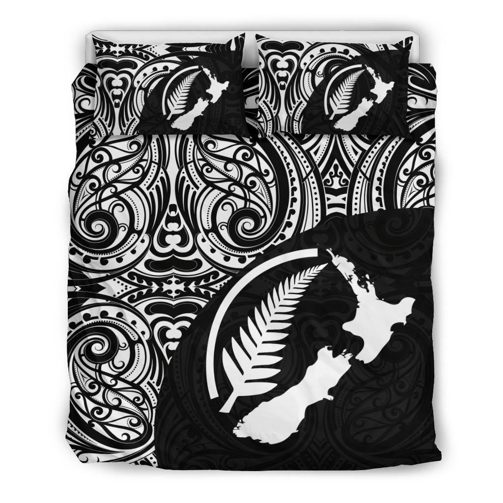 Aotearoa Maori With Map And Silver Fern Bedding Set - Polynesian Pride