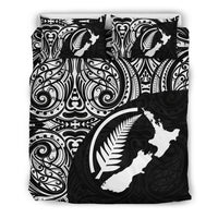 Aotearoa Maori With Map And Silver Fern Bedding Set - Polynesian Pride