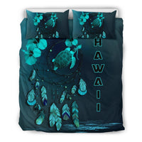 Hawaii Duvet Cover Set - Hawaii Turtle Dreamcatcher Blue - Polynesian Pride