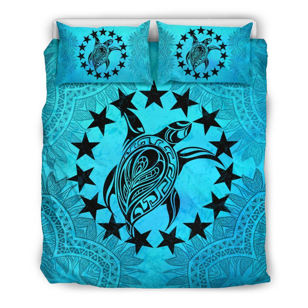 Cook Islands Duvet Cover Set - Cook Island Flag & Turtle Turquoise - Polynesian Pride