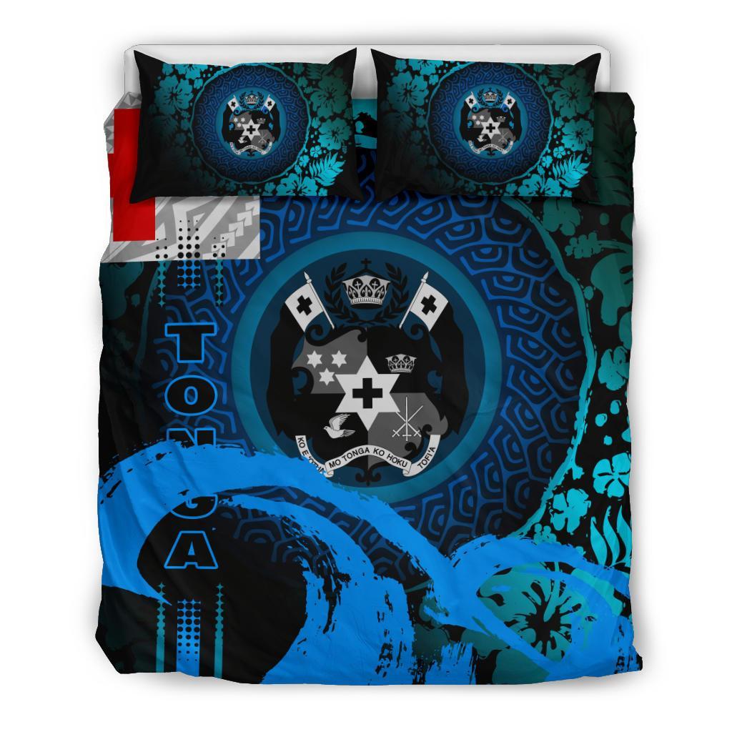Tonga Duvet Cover Set - Hibiscus And Wave Light Blue - Polynesian Pride