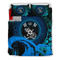 Tonga Duvet Cover Set - Hibiscus And Wave Light Blue - Polynesian Pride