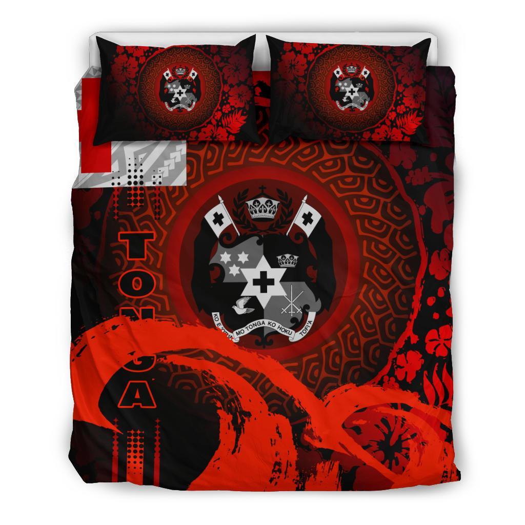 Tonga Duvet Cover Set - Hibiscus And Wave Red - Polynesian Pride