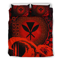 Kanaka Maoli Duvet Cover Set - Hibiscus And Wave Special Red - Polynesian Pride
