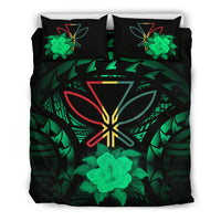 Kanaka Maoli Green Hibiscus Rising Bedding Set - Polynesian Pride