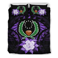Pohnpei Duvet Cover Set - Pohnpei Flag & Purple Hibiscus - Polynesian Pride