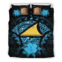 Tokelau Duvet Cover Set - Tokelau Flag & Turquoise Hibiscus - Polynesian Pride