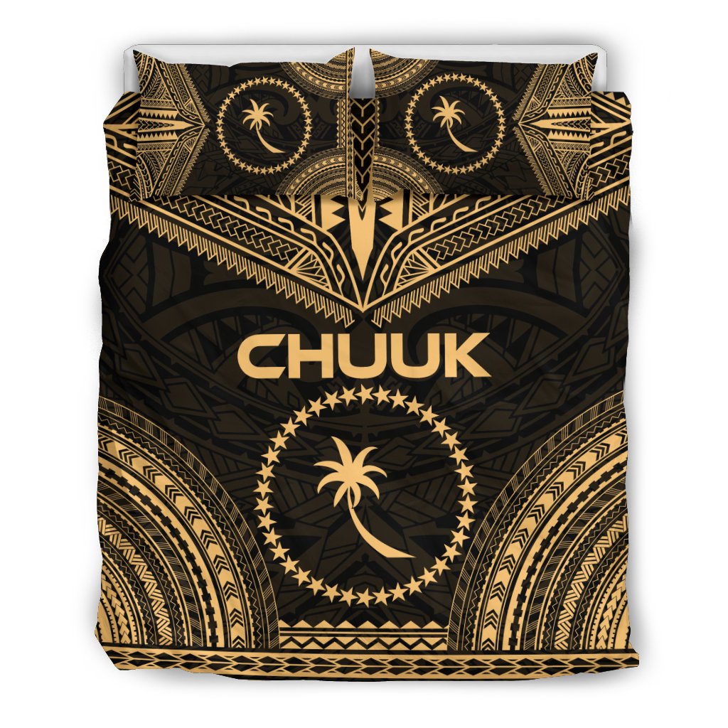 Chuuk Polynesian Chief Duvet Cover Set - Gold Version Gold - Polynesian Pride