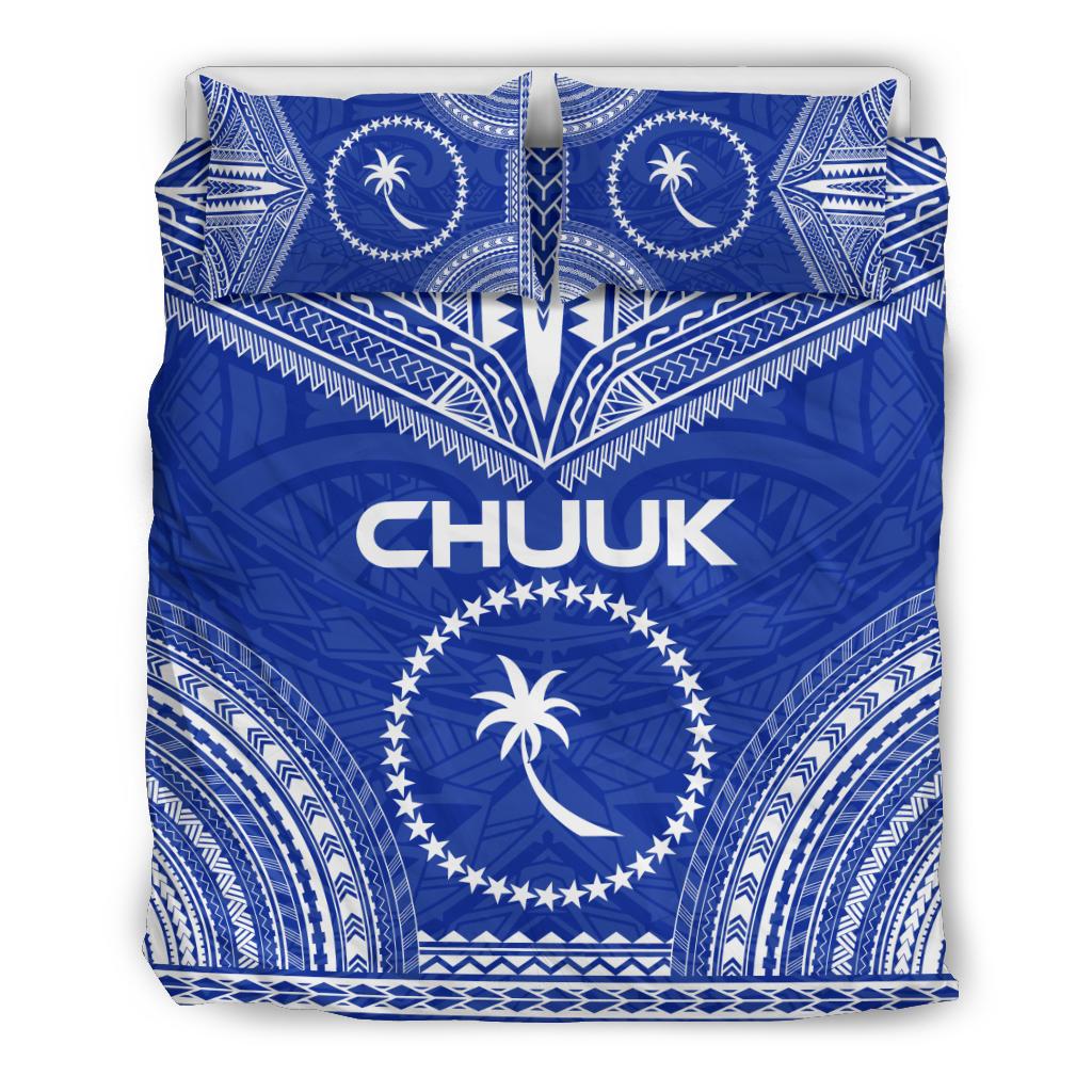 Chuuk Flag Polynesian Chief Duvet Cover Set Blue - Polynesian Pride