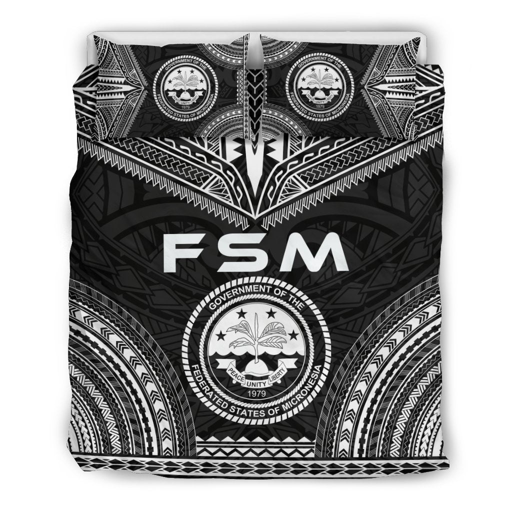 Federated States Of Micronesia Polynesian Chief Duvet Cover Set - Black Version Black - Polynesian Pride