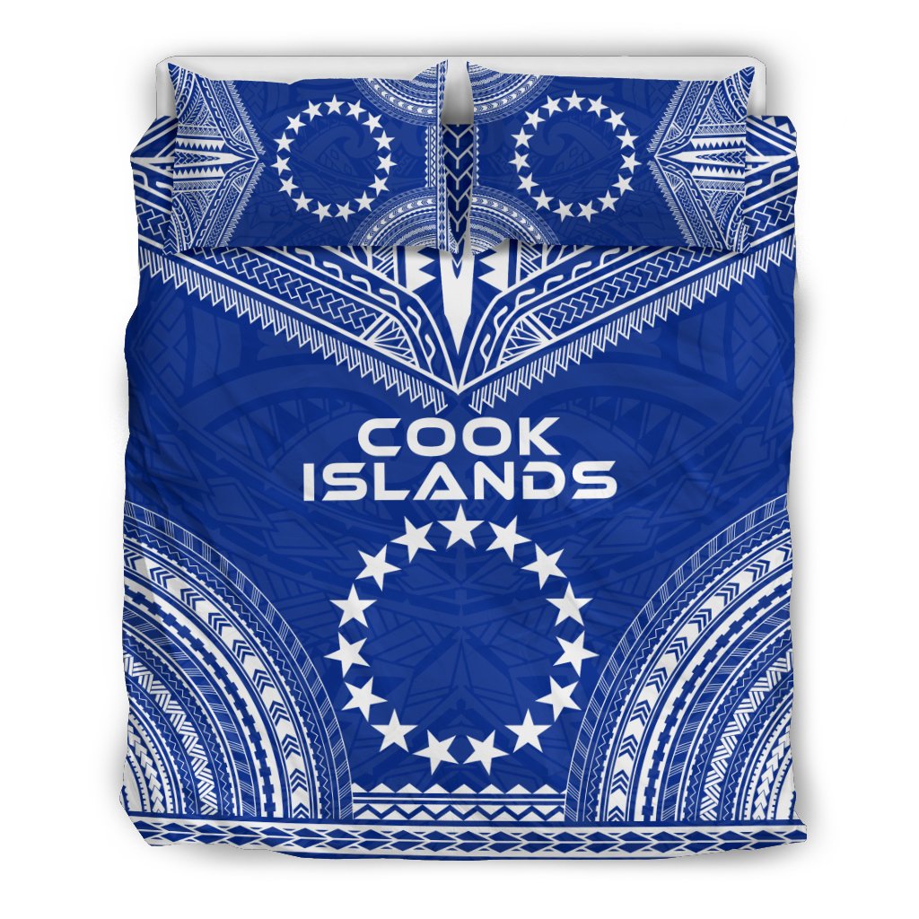 Cook Islands Flag Polynesian Chief Duvet Cover Set Blue - Polynesian Pride