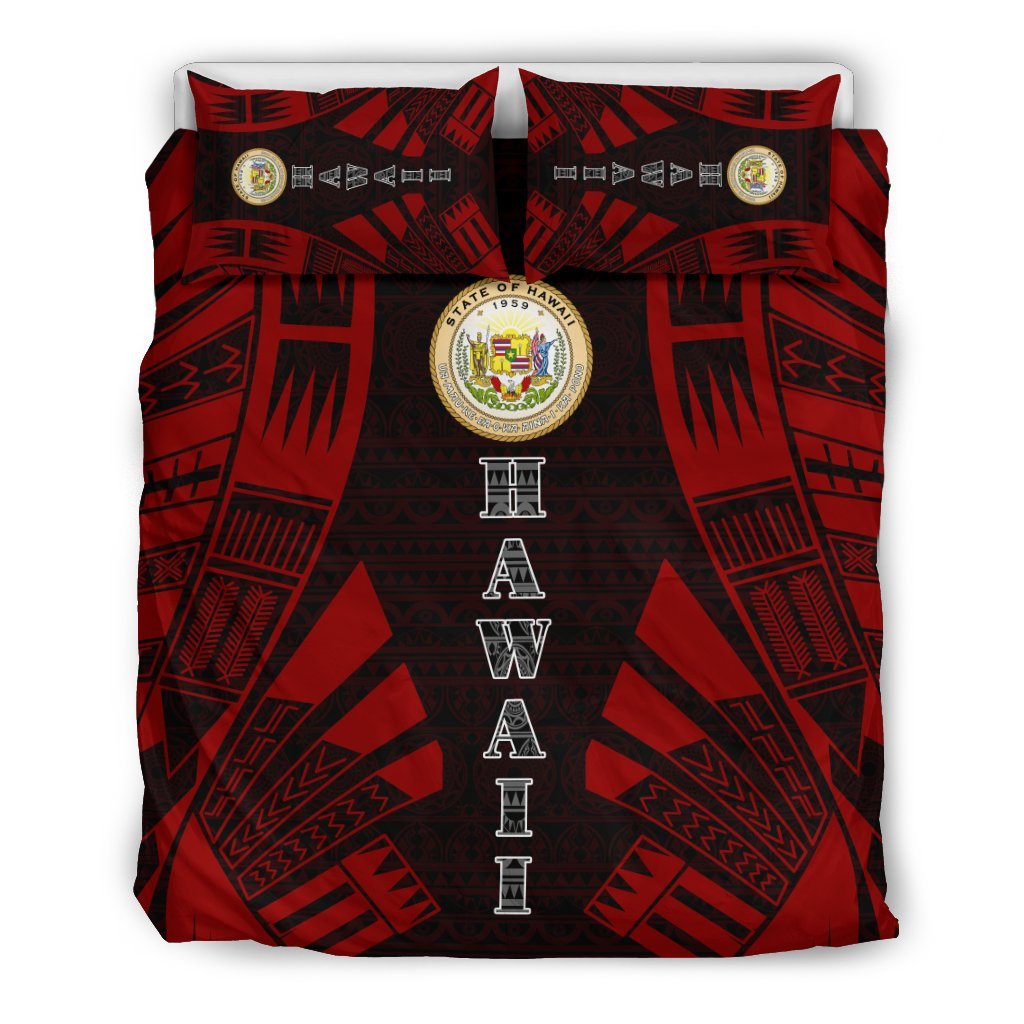 Hawaii Duvet Cover Set - Polynesian Tattoo Red - Polynesian Pride