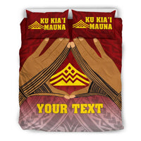 Polynesian Bedding Set - Hawaii Mauna Kea Custom Personalised Duvet Cover Hand Sign Symbol - Polynesian Pride