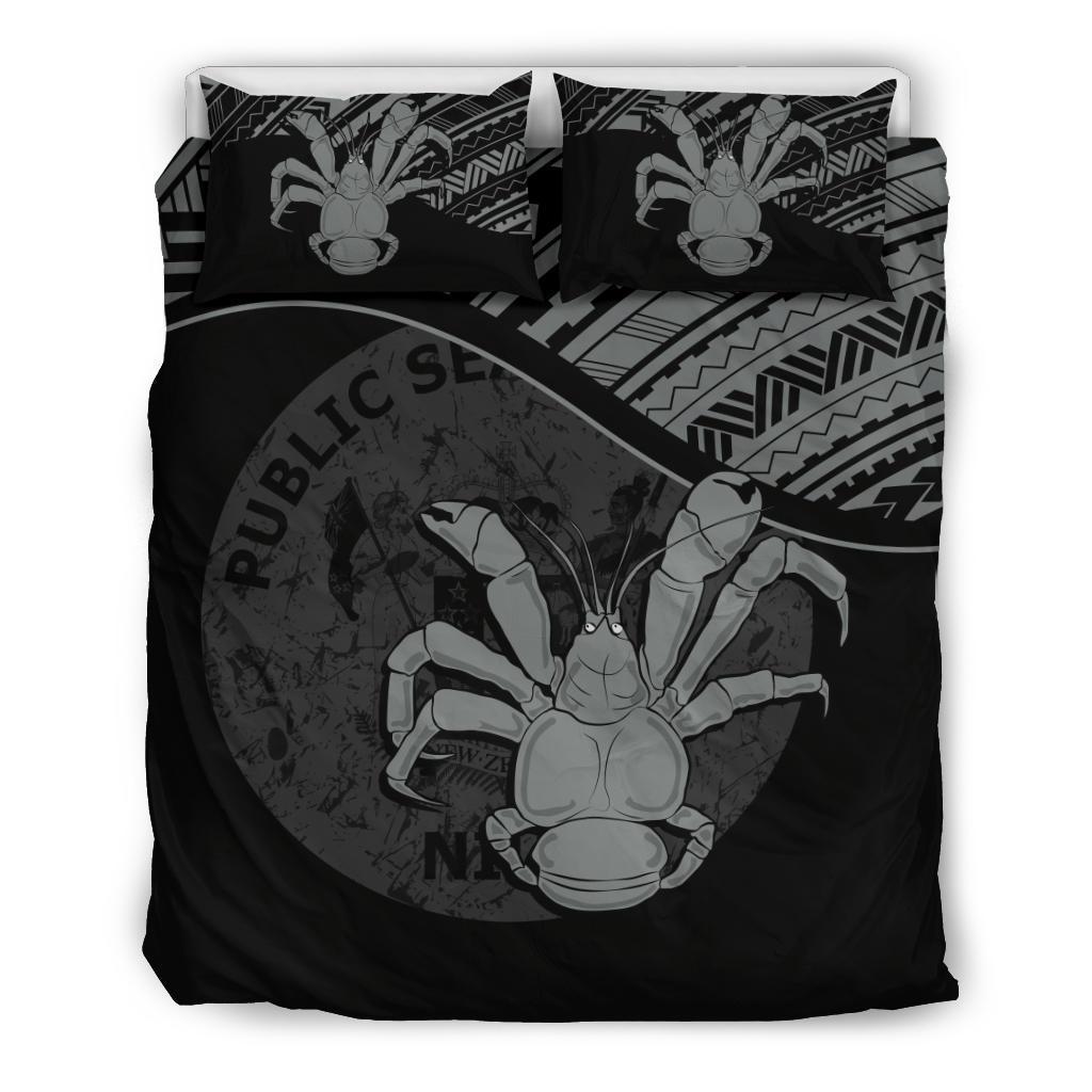Niue Duvet Cover Set - Niue Coat Of Arms & Coconut Crab Black - Polynesian Pride