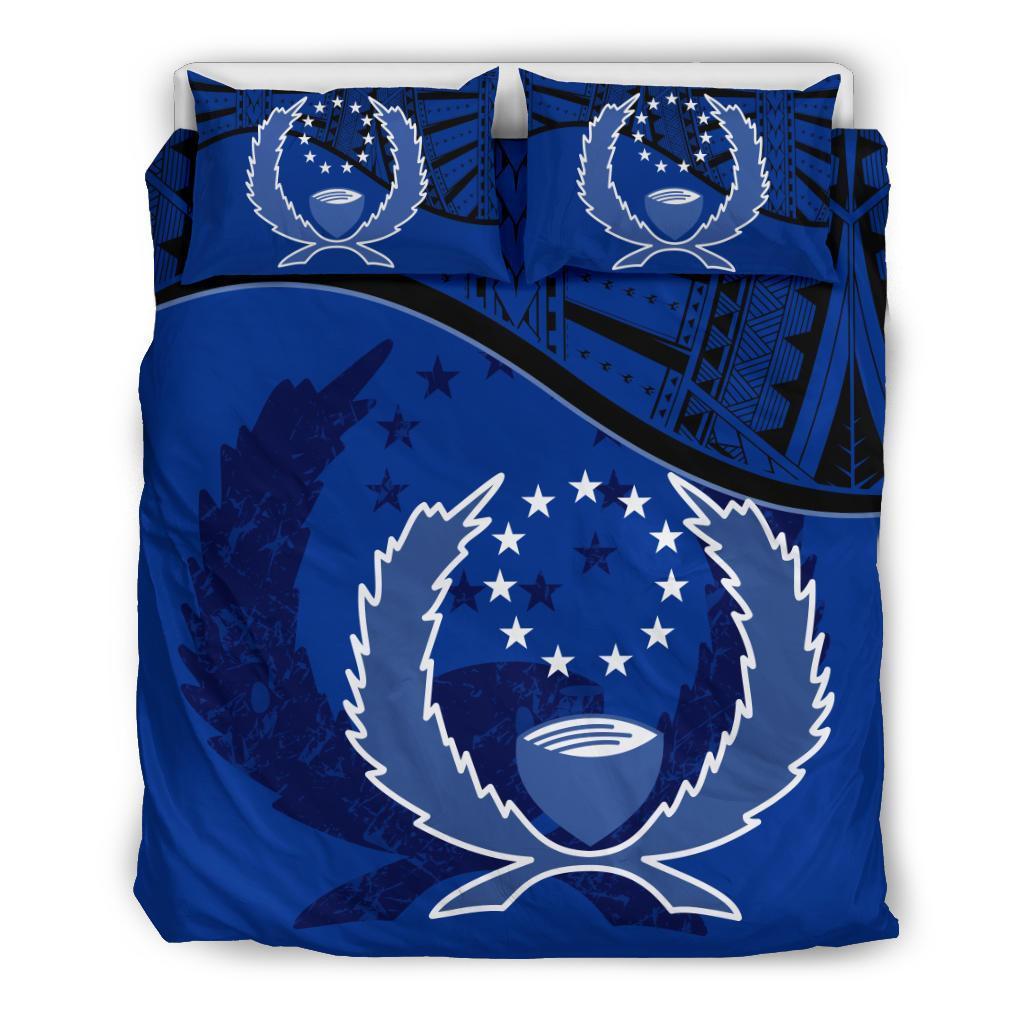 Pohnpei Duvet Cover Set - Pohnpei Flag Dark Blue - Polynesian Pride