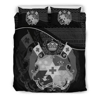 Tonga Duvet Cover Set - Tonga Coat Of Arms Black - Polynesian Pride