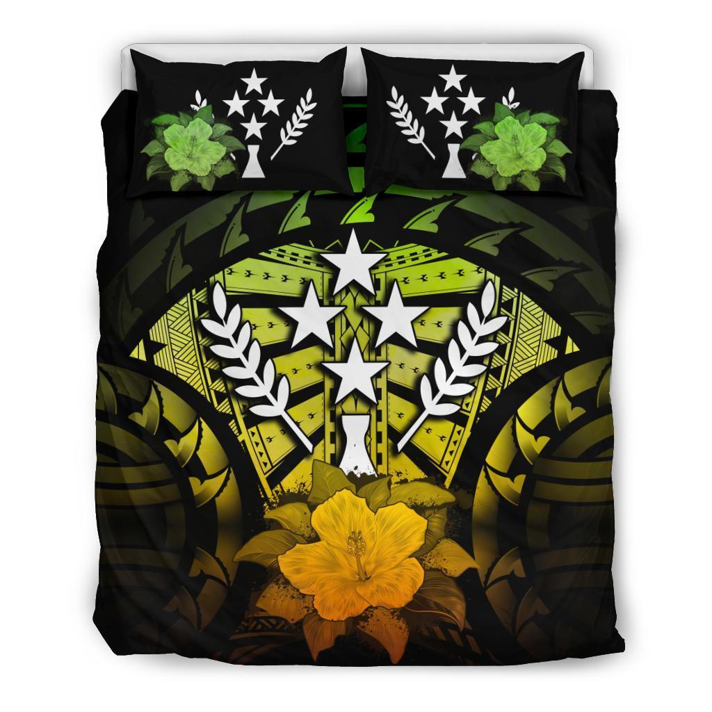 Kosrae Duvet Cover Set - Kosrae Flag & Reggae Hibiscus - Polynesian Pride
