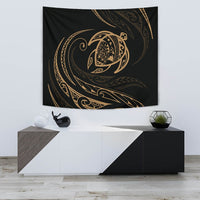 Hawaii Turtle Tapestry - Gold - Frida Style Wall Tapestry 75cm*90cm Black - Polynesian Pride