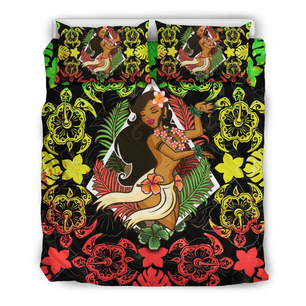 Polynesian Hawaii Duvet Cover Set - Hawaiian Girl Reggae - Polynesian Pride