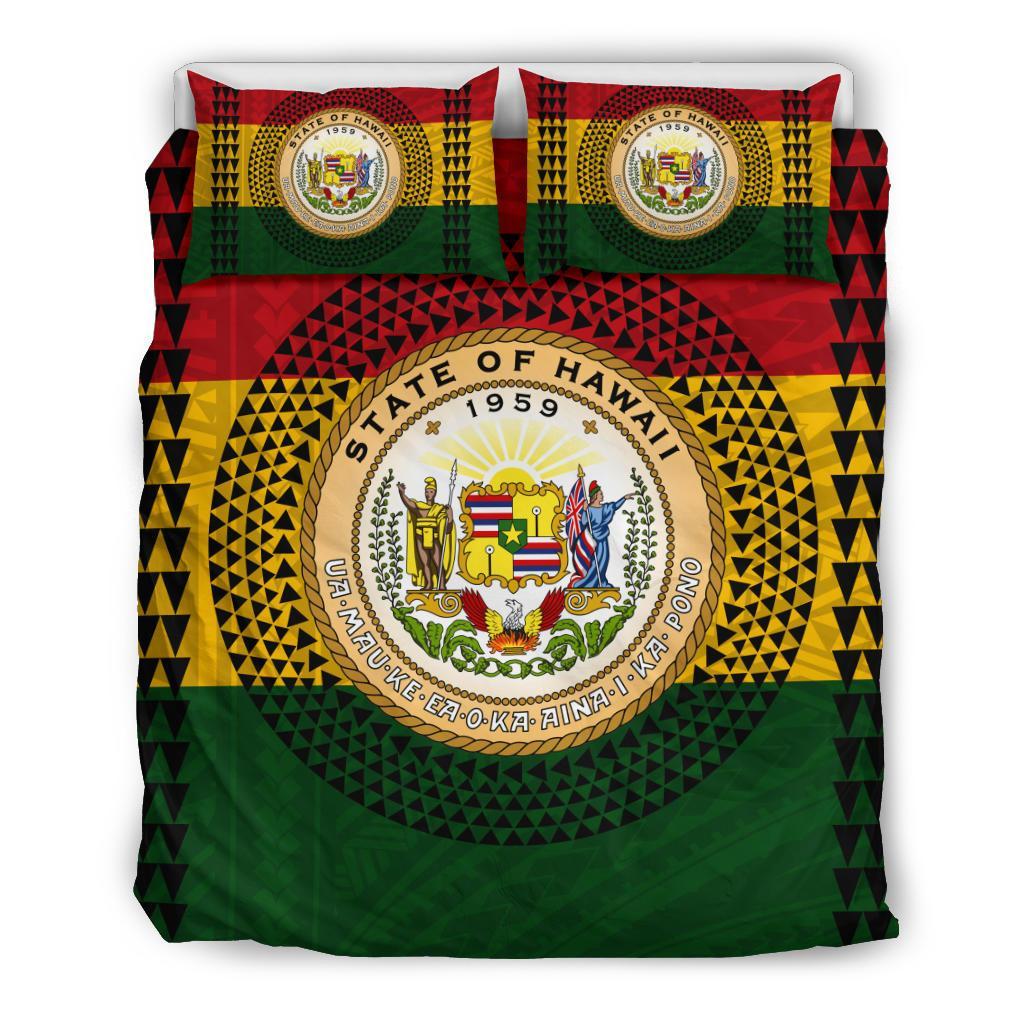 Hawaiian Kakau Maoli Polynesian Bedding Set - Seal Of Hawaii - Polynesian Pride