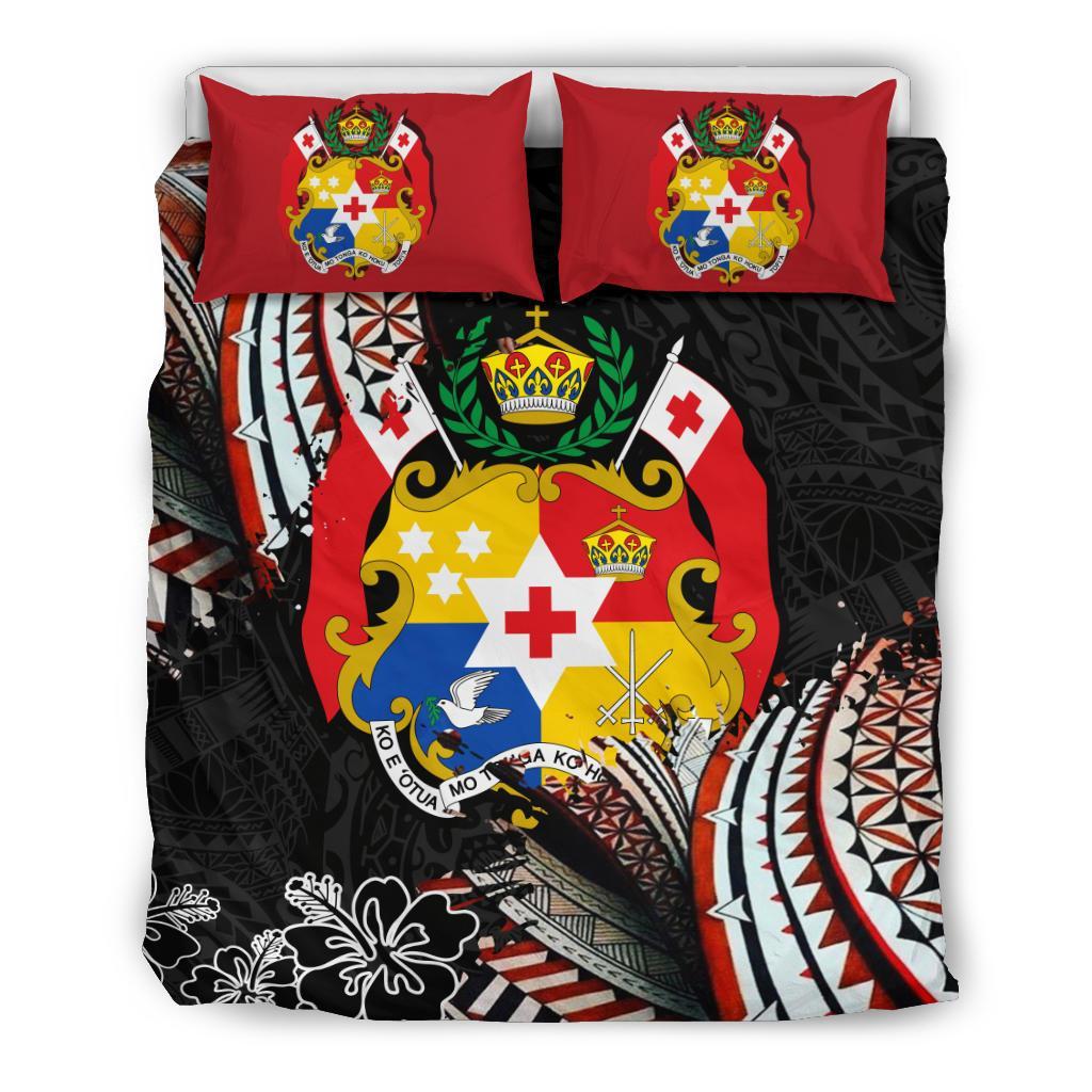 Tonga Coat Of Arms Ngatu Bedding Set Black - Polynesian Pride