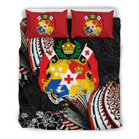 Tonga Coat Of Arms Ngatu Bedding Set Black - Polynesian Pride
